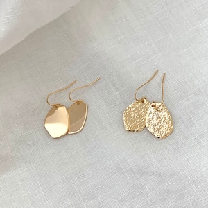 Gold Drop Earrings, Hammered or Shiny Geometric Bar Earrings, Gold Textured earrings for Women, Birthday Gift for Her, Jewelry Gift, Trendy