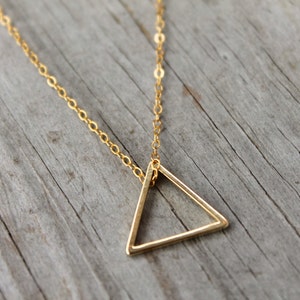 Gold Triangle Necklace, Simple Everyday Necklace, Minimalist Jewelry, Geometric Necklace, Dainty Triangle Necklace, Gift for Her