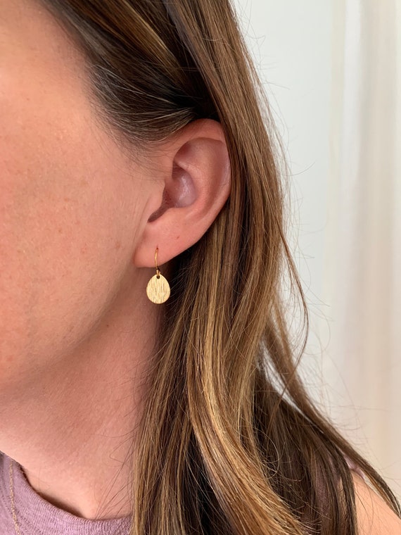 Tourmaline Coin Pearl dainty dangle drop earrings 14k Gold filled - Ruby  Lane