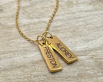 Name Necklace for Mom • Personalized Bar Necklace with Kids Names • Engraved Name Tag Nana Necklace • Custom Mothers Day Jewelry for Mom