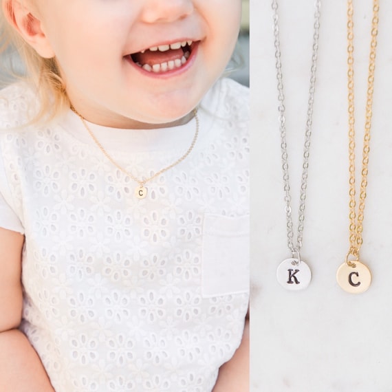 Children's Silver Diamond Initial C Pendant Necklace (14,16,18 in) –  Loveivy.com