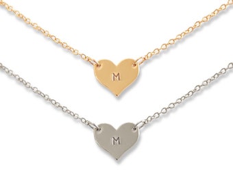 Girls Personalized Heart Initial Necklace • Custom Jewelry for Little Girls, Teens, Toddlers • Birthday Gift Jewelry for Her • Gold Silver