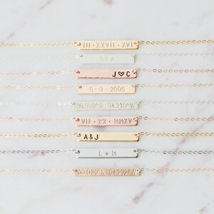 Personalized Bridesmaids Gifts, Wedding Jewelry Gifts, Custom Bar Necklace, Name Plate Necklace for Wedding, Bridesmaids Jewelry Necklace