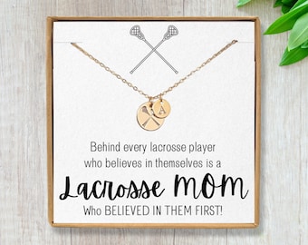 Lacrosse Mom Personalized Necklace - Lacrosse Mom Gifts - Players Name or Initial Necklace for Sports Mom - Lacrosse Fan Necklace