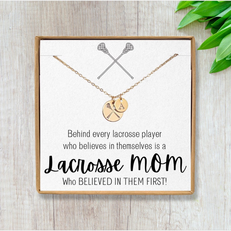 Lacrosse Mom Personalized Necklace Lacrosse Mom Gifts Players Name or Initial Necklace for Sports Mom Lacrosse Fan Necklace image 1