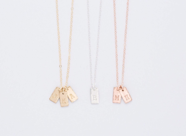 Rose Gold Personalized Initial Necklace Dainty Tag Image 0