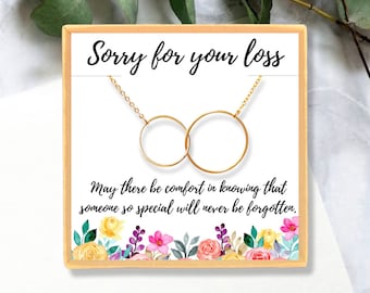 Sympathy Gift for Her, Grief Condolence Necklace, Interlocking Eternity Circles Jewelry, Memorial Necklace, Loss of Father Mother Gift