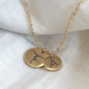 Meisjes gymnastiek ketting, gepersonaliseerde turnster eerste ketting, sieraden cadeau voor turnster, gymnastiekwedstrijd meet senior gym cadeau