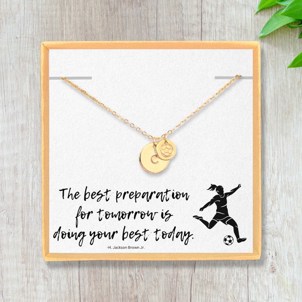 Girls Soccer Necklace • Personalized Soccer Initial Jersey Number Necklace • Birthday Gift for Soccer Player • Soccer Lover Jewelry • Senior
