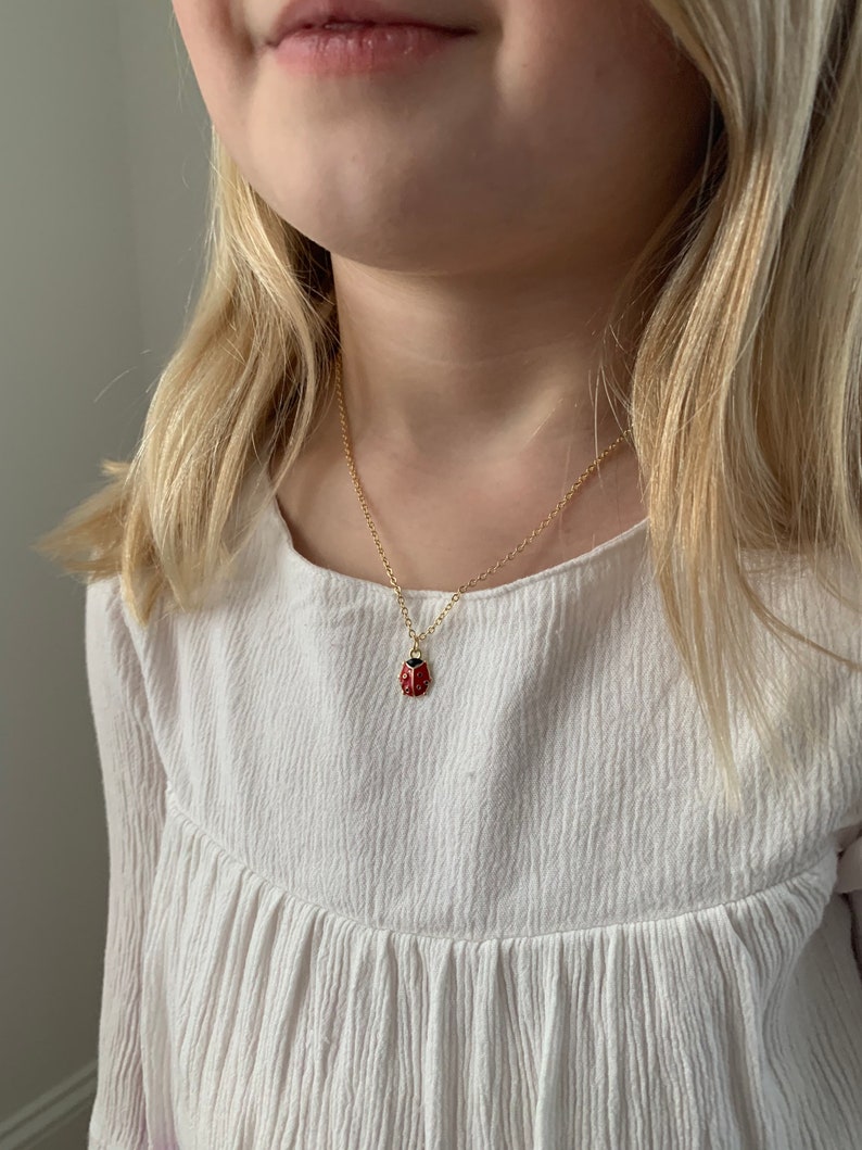 Pu&ograve; includere: Una collana con catena dorata e un piccolo ciondolo a forma di coccinella rossa.