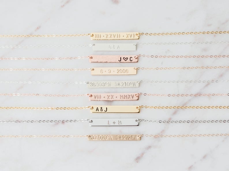 Personalized Bar Necklace, Custom name bar necklace, women personalized gift necklace, name plate necklace, custom personal gift for her 