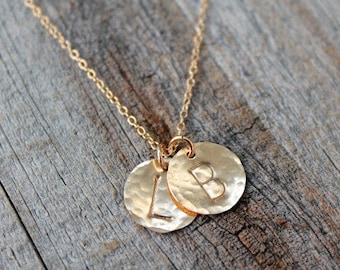 JUST THE DISC, extra gold filled or sterling silver hammered initial disc, letter disc, add to existing necklace, add a disc