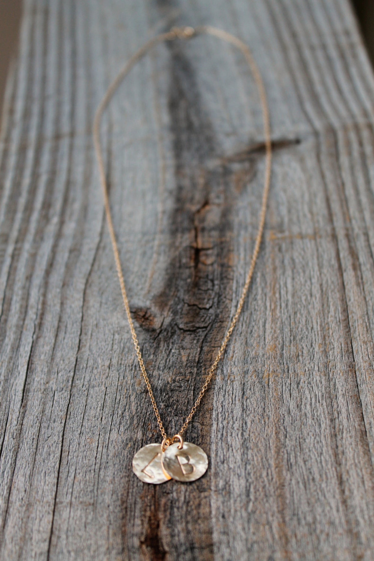 Initial Necklace With Kid's Initials Rose Gold Coin Etsy