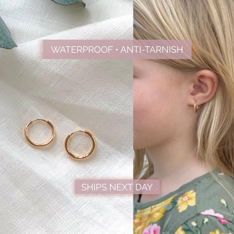 Kids Toddler Girl Gold Hoop Huggie Earrings, Small Gold Hoop