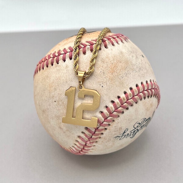 Boys Jersey Number Necklace for Baseball Player • Athlete's Number Jewelry • Christmas Gift for Baseball Player • Rope Chain Trendy Boy's