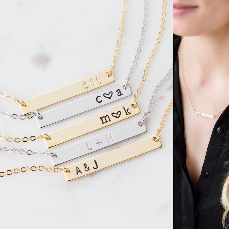 Personalized Bridesmaids Gift Bar Necklace for Wedding Etsy