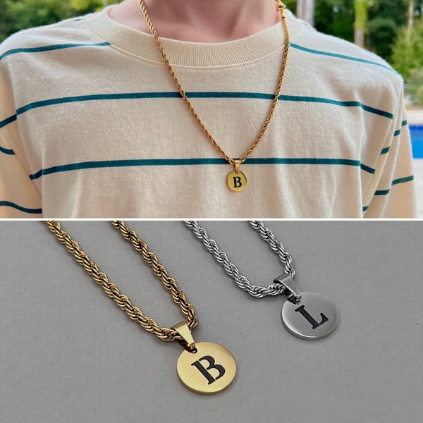 Collier avec initiales pour garçon • Collier chaîne personnalisé pour garçons • Bijoux enfants personnalisés, cadeau de Noël • Cadeau fils et petit-fils