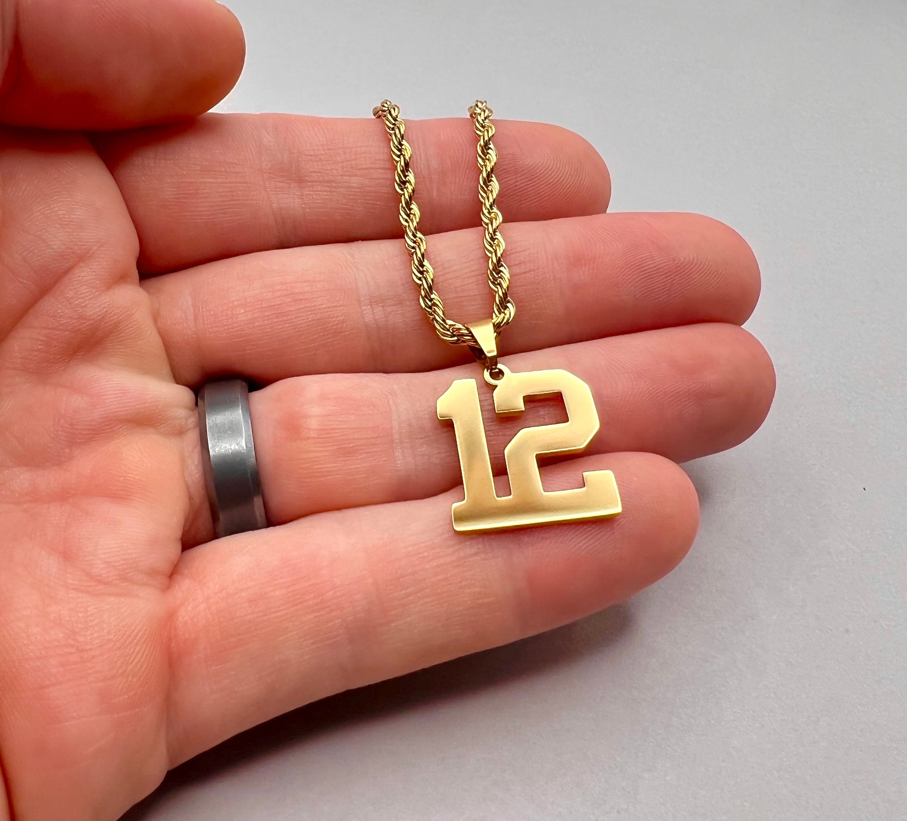Baseball Player Number Pendant Necklace • Personalized Jersey Number Necklace for Boys • Baseball Player Gift • Kids Sports Number Necklace