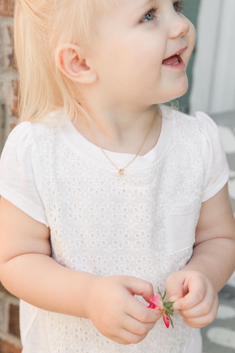 Toddler Initial Necklace, Baby Girl Initial Letter Pendant Necklace, Little Girl Name Necklace, Toddler Jewelry, Dainty Gold Necklace image 6