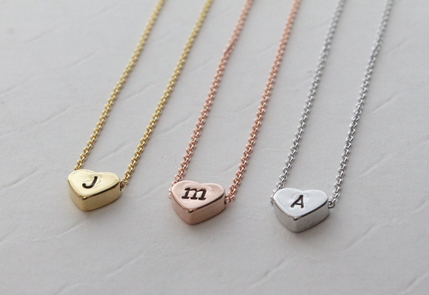 Tiny Heart Initial Pendant Necklace