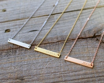Gold Name Bar Necklace, Dainty Name Necklace, Initial Necklace, Bridesmaid Gift, Love Gift, Rose Gold Bar Necklace, Silver Bar Necklace