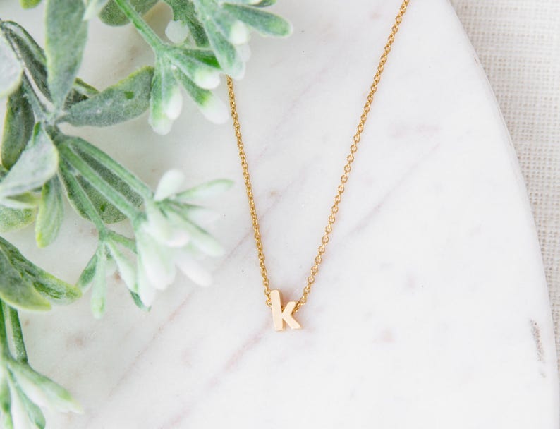 Dainty Initial Necklace, Gold Lowercase Initial, Silver Lowercase Letter Necklace, Gold Name Necklace, Personalized Initial Necklace, Gift image 3