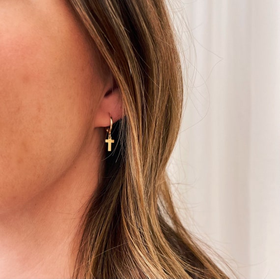 Gold Cross Hoops Gold Cross Hoops