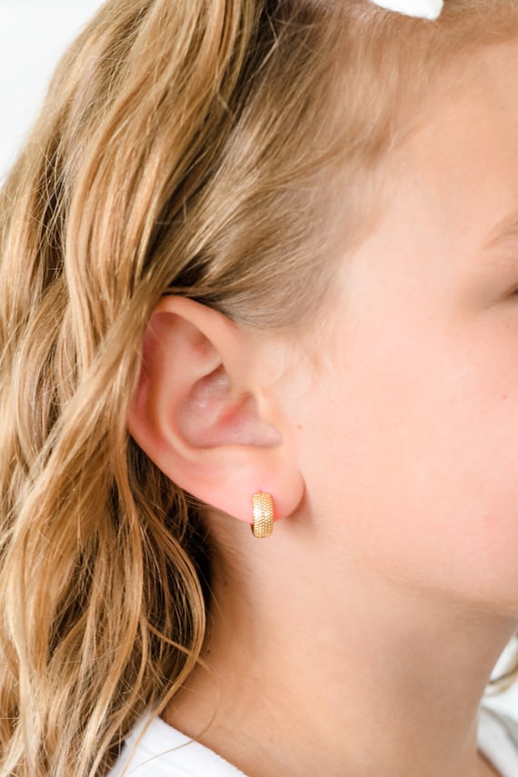 Hoop Earrings w/Petite Pearl Drop Kids/Teens | 14K Gold - The Jeweled  Lullaby