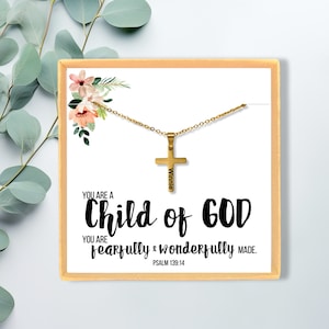 Personalized Cross Necklace for Girls • Baptism Gift • Custom Engraved Cross Name Necklace • First Communion Gift • Child Religious Jewelry