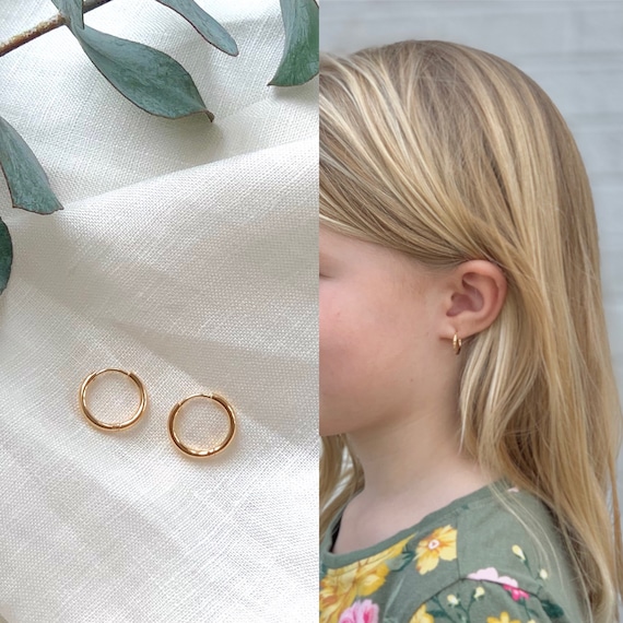 14k Yellow Gold Pave Heart CZ Children Screwback Baby Girls Earrings – Children  Earrings by Lovearing