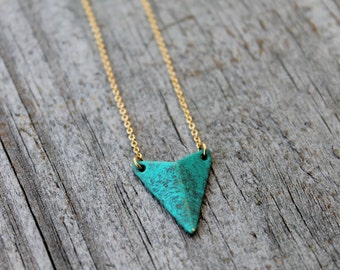 Gold Triangle Necklace, Turquoise Triangle Necklace, Minimalist Jewelry, Dainty triangle, Dainty gold Necklace, Triangle Pendant Necklace