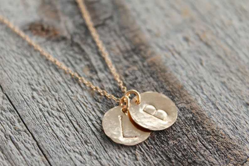 Mom Necklace / Children's Initial Necklace / Gold Disc Etsy