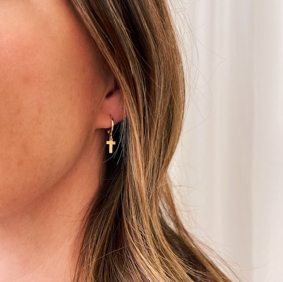 BOBIJOO JEWELRY - Paire Boucles d'Oreilles Homme Femme Créoles Croix
