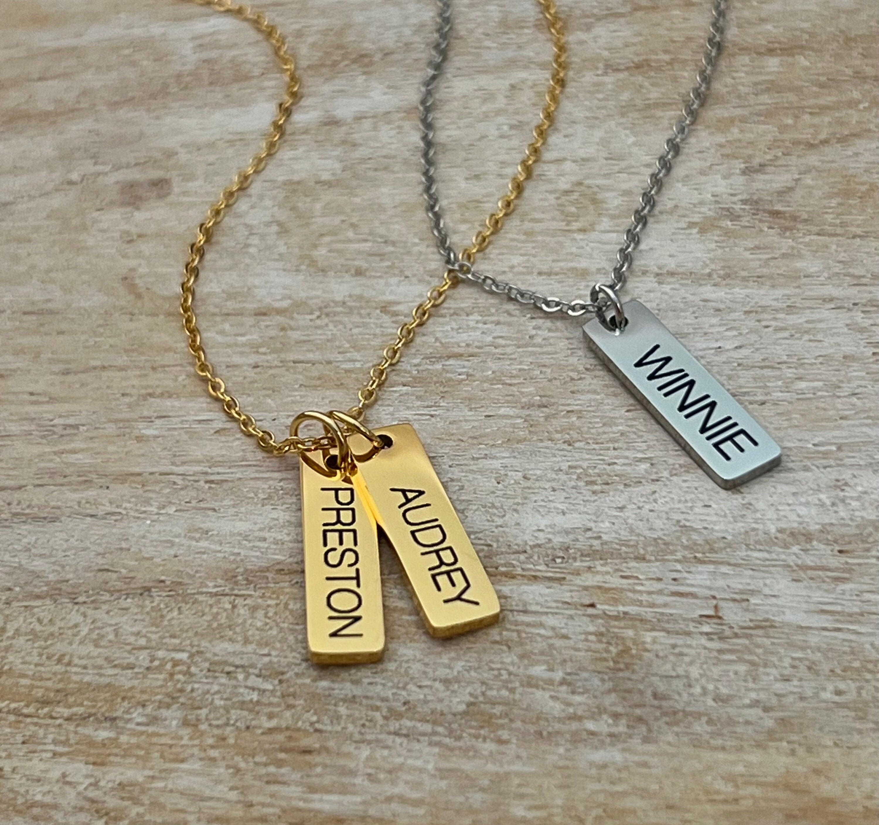 Name Necklace for Mom Personalized Bar Necklace With Kids Names Engraved Name Tag Nana Necklace Custom Mothers Day Jewelry for Mom Etsy Australia