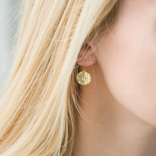 Retro Golden Disc Earrings