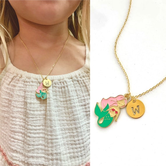Initial necklace for little girl sale