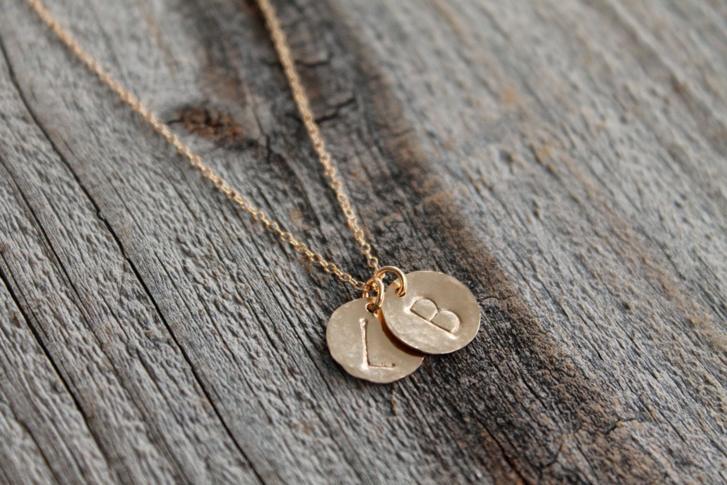 Personalized Gold Initial Necklace / Delicate Hand Stamped Etsy