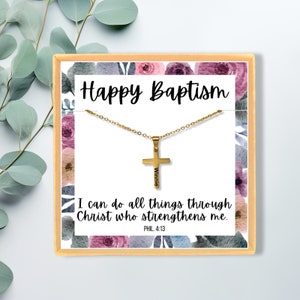 Girls Baptism Gift • Women&#39;s Engraved Name Cross Necklace • Girls Personalized Communion Confirmation Gift • Religious Faith Jewelry Gift