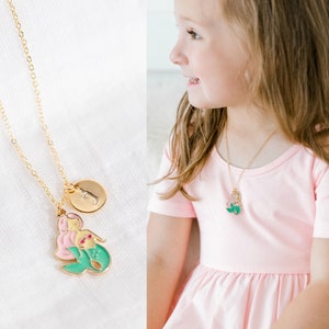 Collar con inicial de sirena personalizado para niña pequeña, bonito collar personalizado para niñas pequeñas, collar con letras para niños, regalo de cumpleaños para niña