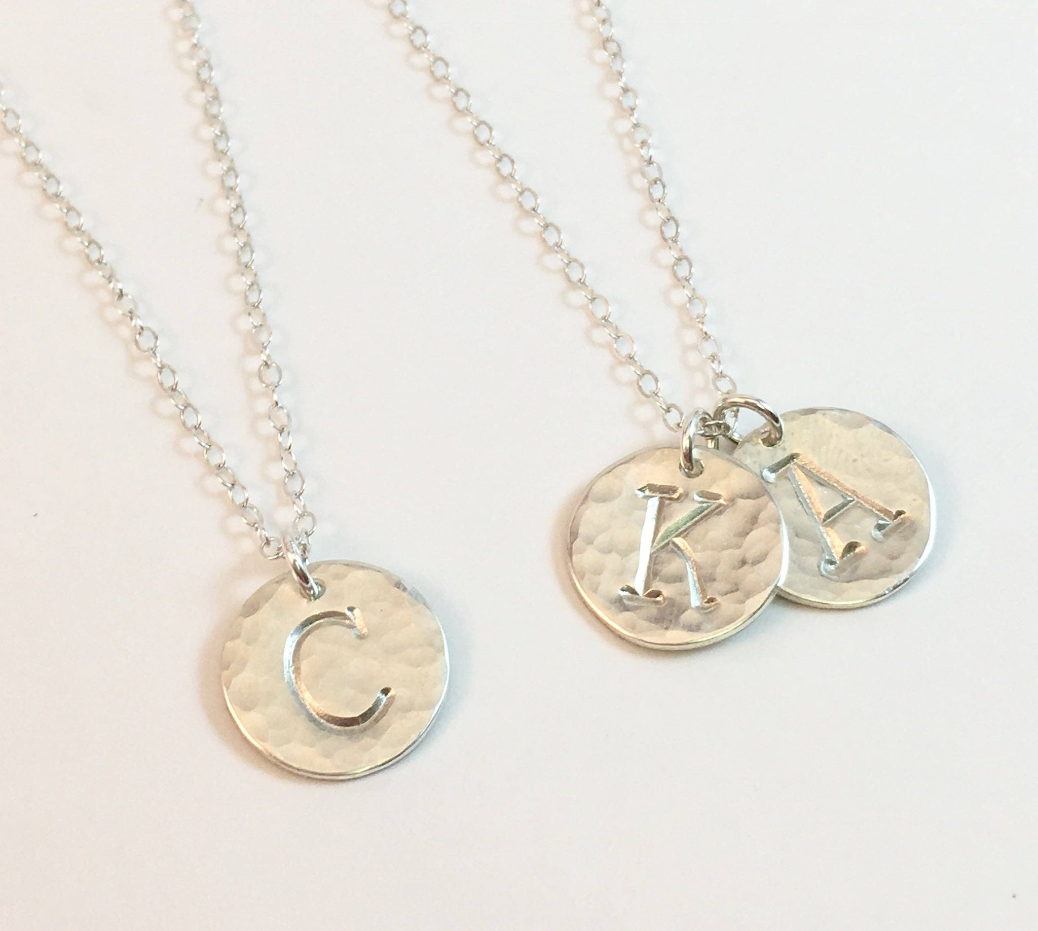 Disc Initial Necklace Sterling Silver 