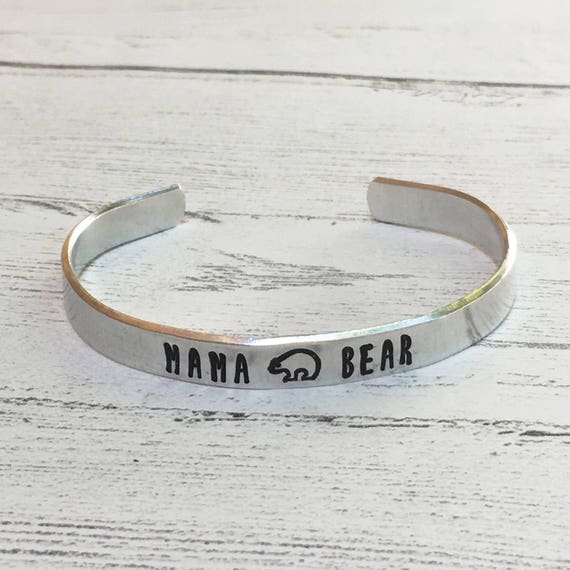 Mama Bear Cuff Bracelet New Mom Jewelry Custom Cuff