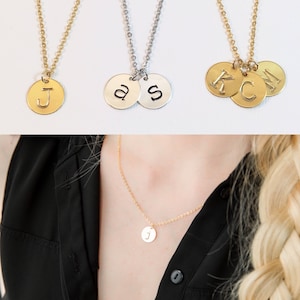 Disc Initial Necklace, Name Letter Necklace, Necklace for Mom, Kids Initials Necklace, 2 Initials, 3 Initials, Multiple Discs Initials Gift