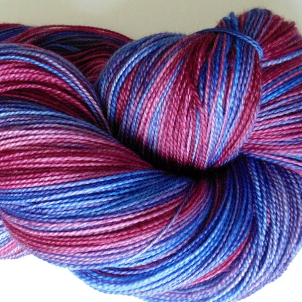 Hand Dyed Sock Yarn, hand dyed yarn, merino fingering, double skein, 8 oz 1120 yds Concord Grape