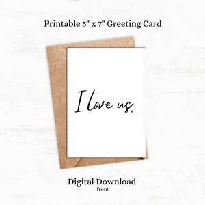 Cartão de aniversário para impressão - Cartão de amor - Cartão de carta I Love Us - Para namorado - Para namorada - Cartão de felicitações 5x7 - Padrão