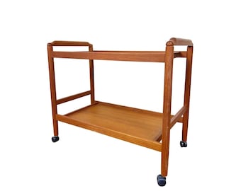 Vintage TEAK Bar Cart, Danish, Mid Century Modern, 2-Tier Serving Trolley, Office Bedroom Side Table Accent Piece *Shipping NOT FREE*