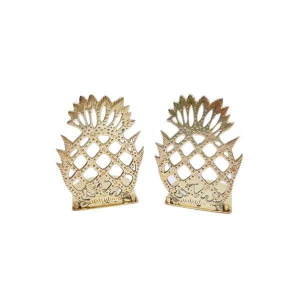 Pair of Pineapple Bookends | Vintage Brass Bookends | Vintage Home Furnishings | Library, Office, Study, Bedroom Furnishings
