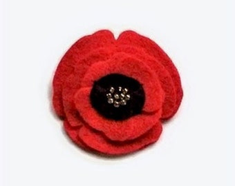 Red Felt Poppy Flower Pin