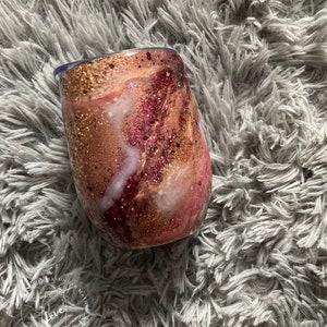 Rose Gold Glitter Tumbler Cups, Geode Wine Tumbler for Girls Trip ...