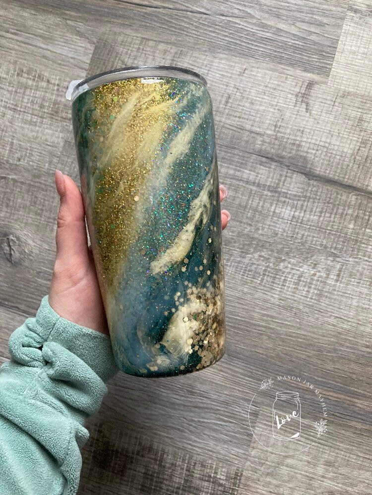 Gold, Blush, Maroon Milky Way Glitter Tumbler Customizable, Glitter Swirl  Epoxy Resin Water Bottle, Wine Tumbler, Mug 