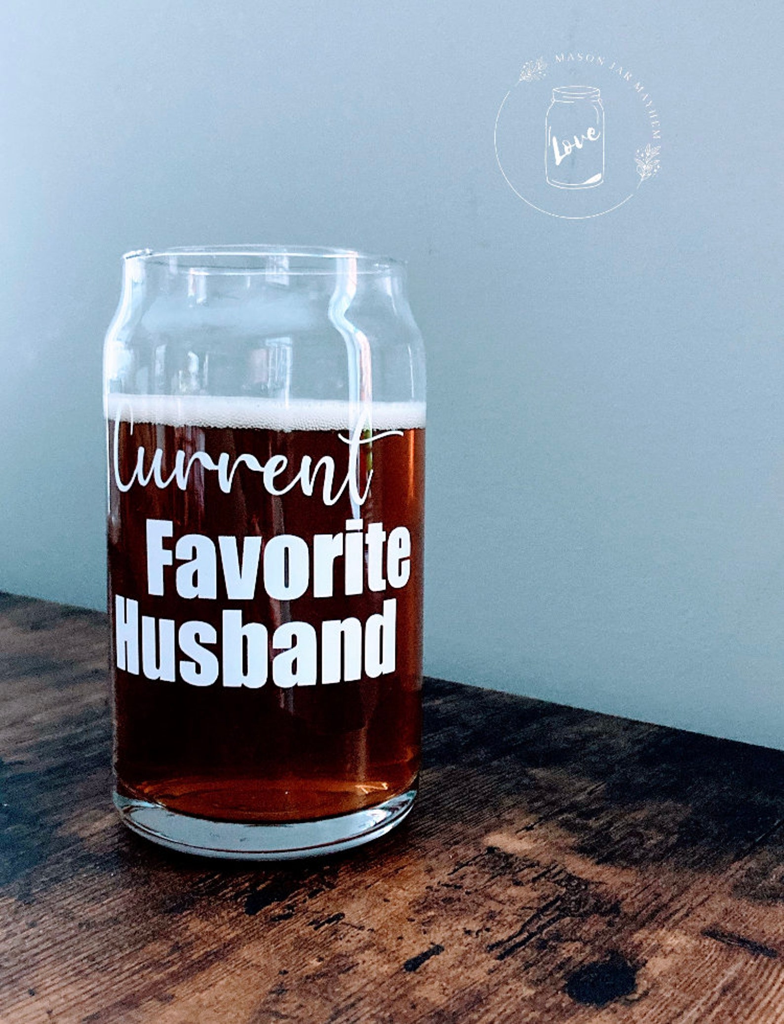 Beer Can Glass 16 Oz Custom Libbey Glass Beer Mug Etsy